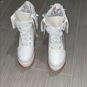 Stylish White and Red Women's Boots